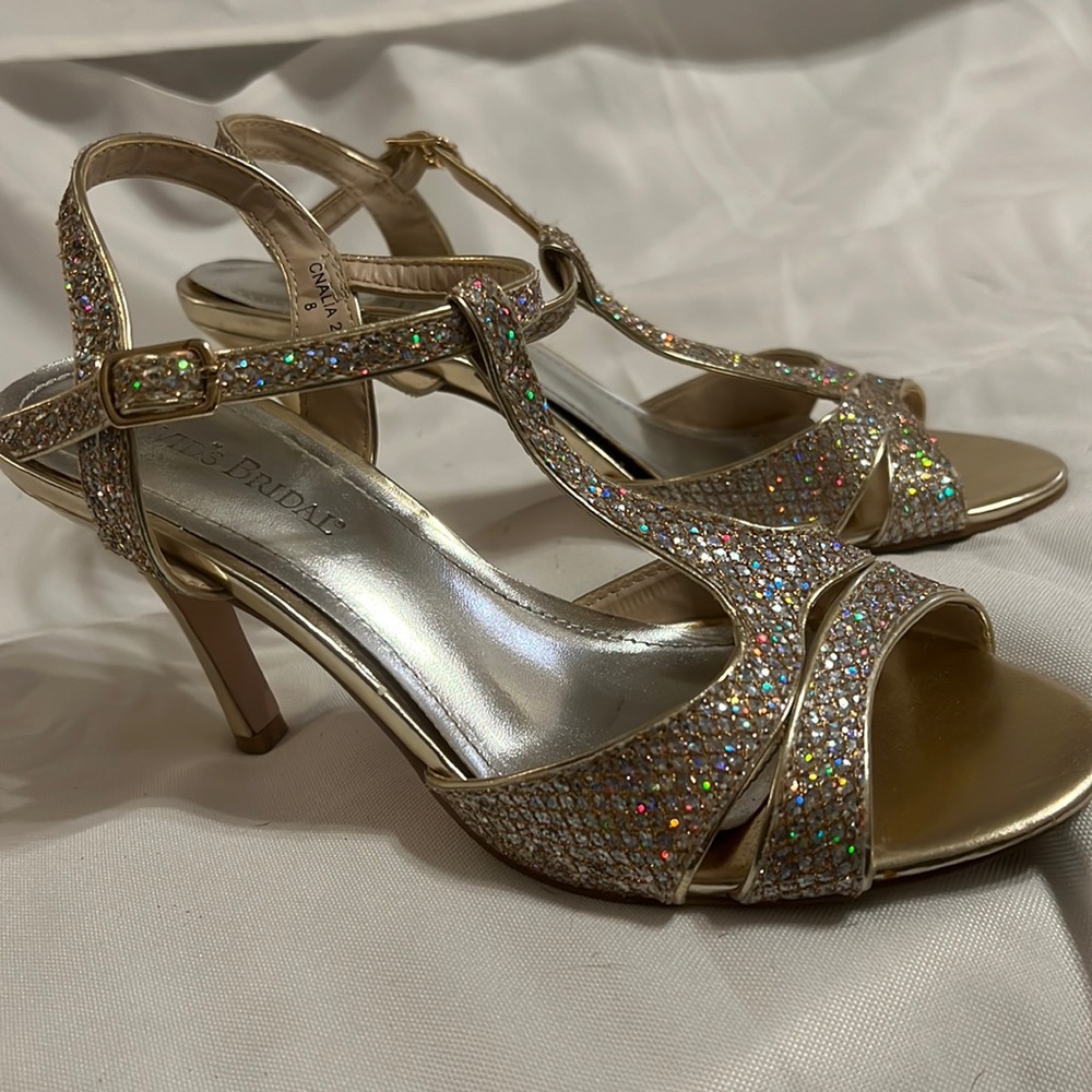 David’s bridal golden heels